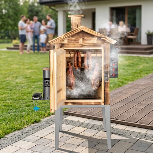 Rūkykla 115 l dragON Wood 60E – malkomis kūrenama medinė, su elektriniu šildymo moduliu ir valdikliu - 13