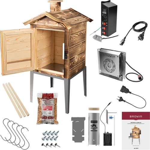 Rūkykla 115 l dragON Wood 60E – malkomis kūrenama medinė, su elektriniu šildymo moduliu ir valdikliu - 2