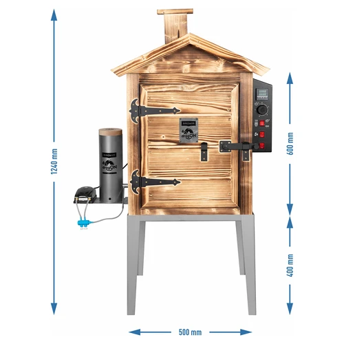 Rūkykla 115 l dragON Wood 60E – malkomis kūrenama medinė, su elektriniu šildymo moduliu ir valdikliu - 8
