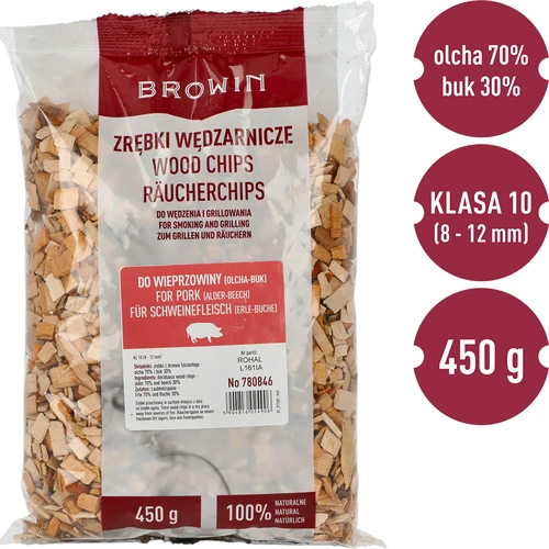 Rūkymo/grilinimo drožlės kiaulienai – mišinys (70 % alksnio, 30 % buko), 450 g, kl.10 - 3