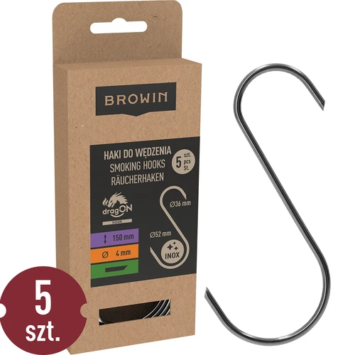 Rūkymo kabliai - S, 45° kampu nukirstais galais 4 mm x 150 mm 5 vnt.