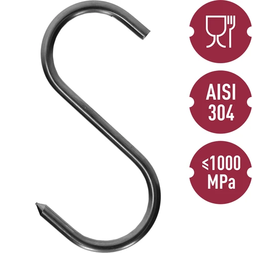 Rūkymo kabliai - S formos, paaštrinti, 5 mm x 100 mm - 3