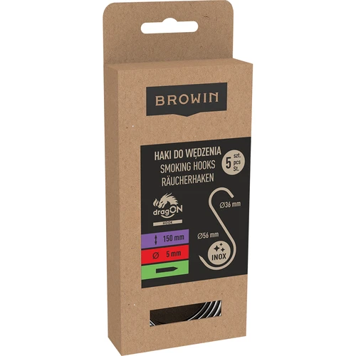 Rūkymo kabliai – S, paaštrinti, 5 mm x 150 mm, 5 vnt. - 3