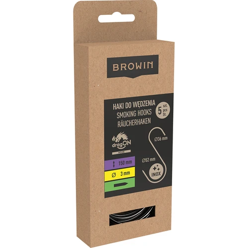 Rūkymo kabliukai - S, paaštrinti, 3 mm x 150 mm, 5 vnt. - 3