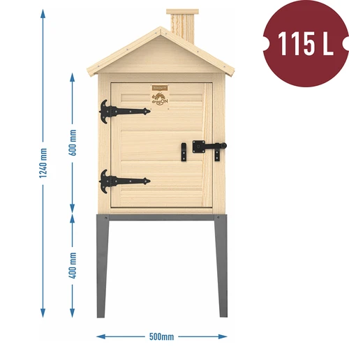 Rūkymo kamera iš eglės medienos, 115 L, su nerūdijančio plieno pagrindu - 3