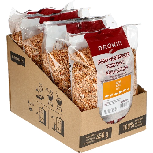 Rūkymo medienos drožlės (100% alksnio), 2 klasė – 450 g x5