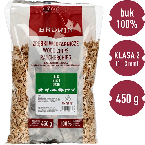 Rūkymo medžio drožlės (100 % buko) 2 kl. - 450 g x5 - 3