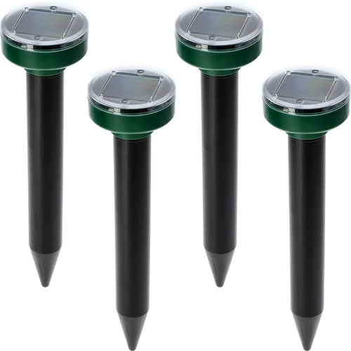 Saulės energija maitinamas kurmių atbaidytuvas – veiksminga, saugi ir humaniška sodo apsauga, rinkinys, 4 vnt.