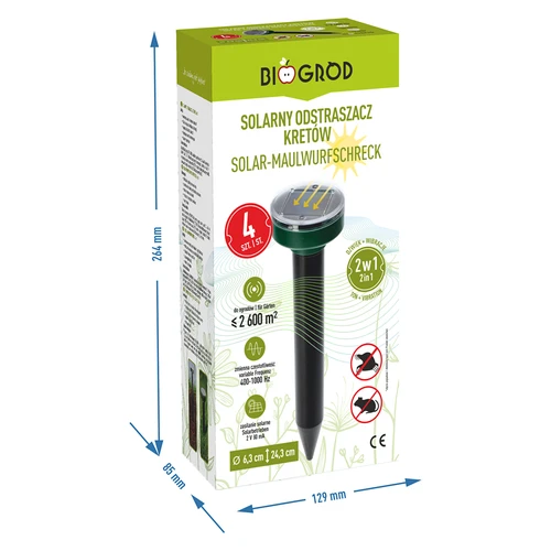 Saulės energija maitinamas kurmių atbaidytuvas – veiksminga, saugi ir humaniška sodo apsauga, rinkinys, 4 vnt. - 10