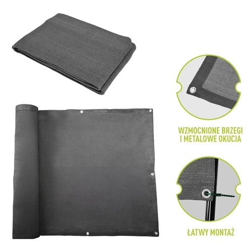 Šešėliavimo tinklas (80 %, 140 g/m²) 0,9x5 m, grafito spalvos - 6