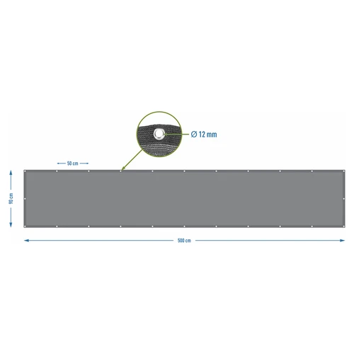 Šešėliavimo tinklas (80 %, 140 g/m²) 0,9x5 m, grafito spalvos - 7