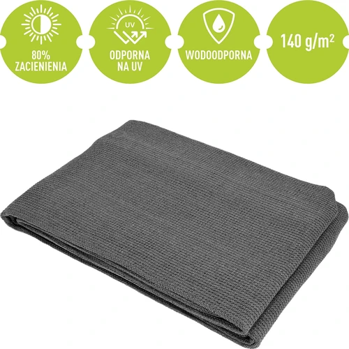 Šešėliavimo tinklas (80 %, 140 g/m²) 0,9x5 m, grafito spalvos - 5