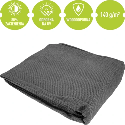 Šešėliavimo tinklas (80 %, 140 g/m²) 1,5 x 5 m, grafitinis - 5