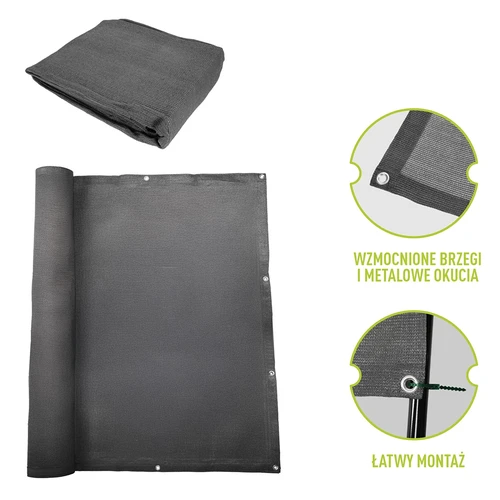 Šešėliavimo tinklas (80 %, 140 g/m²) 1,5 x 5 m, grafitinis - 6