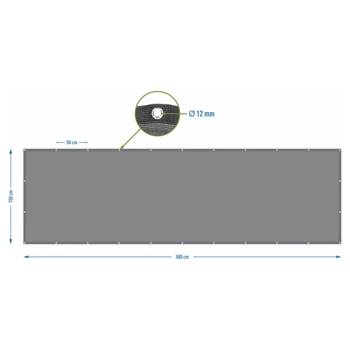 Šešėliavimo tinklas (80 %, 140 g/m²) 1,5 x 5 m, grafitinis - 7