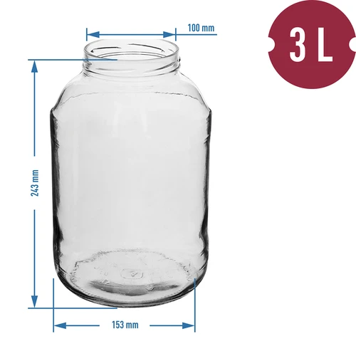 Słoik 3L fi100, 6 szt. - 2
