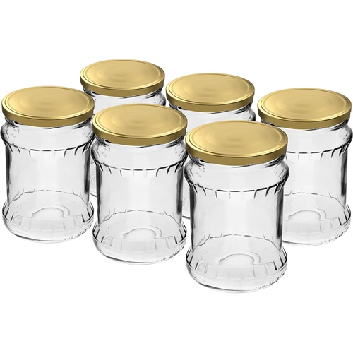Słoik fisz karbowany 500ml - ze złotą zakrętką fi 82/6, 6 szt.  - 1 