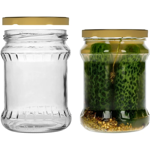 Słoik fisz karbowany 500ml - ze złotą zakrętką fi 82/6, 6 szt. - 4