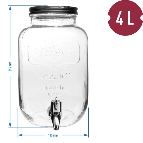 Słoik na lemoniadę, z kranikiem - szklany, 4 L - 5