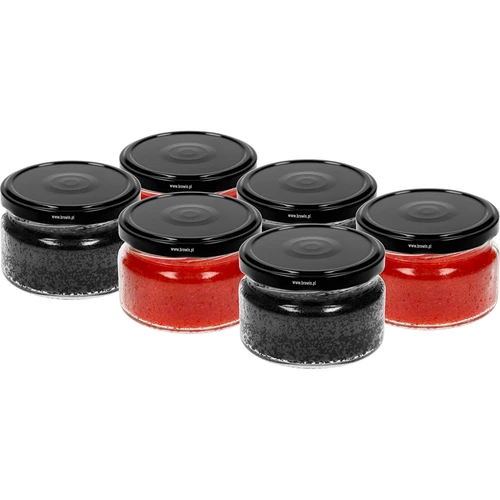 Słoik niski 200ml - z czarną zakrętką fi 82/6, 6szt. - 3