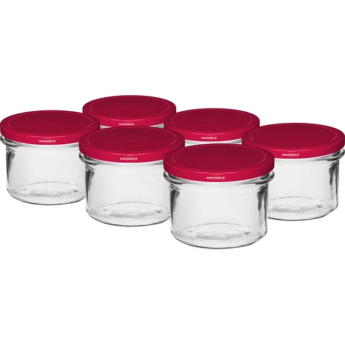 Słoik prosty 235 ml (fi82) z zakrętką bordo 6 szt.  - 1 