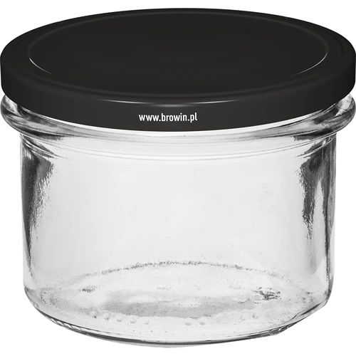 Słoik prosty 235 ml (fi82) z zakrętką czarną 6 szt. - 2