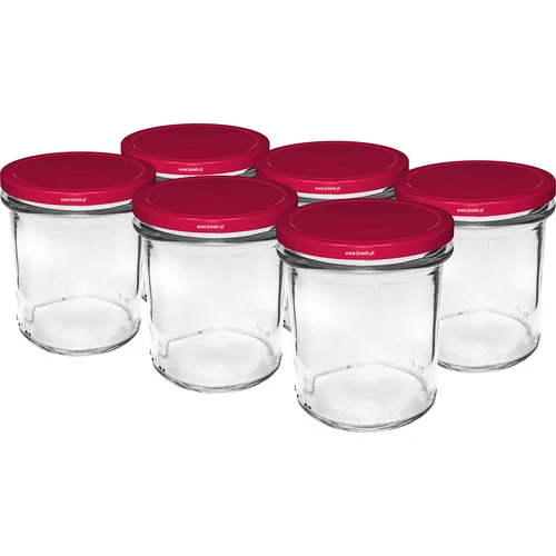 Słoik prosty 350 ml (fi 82) z zakrętką bordo 6 szt.  - 1 