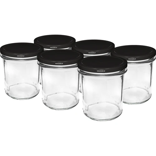 Słoik prosty 350ml z zak. czarną fi82 - 6szt.  - 1 