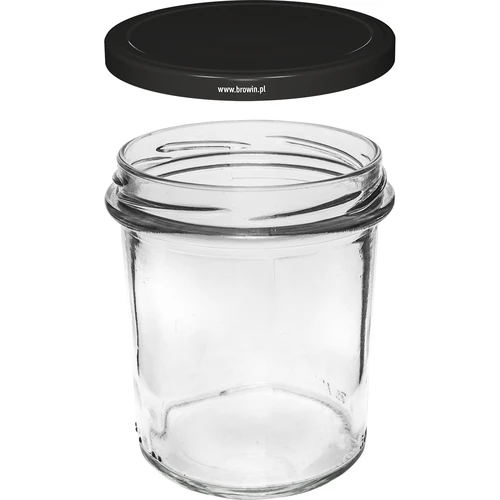 Słoik prosty 350ml z zak. czarną fi82 - 6szt. - 3