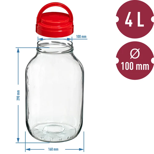 Słoik TO 4 L i zakrętka fi 100 z uchwytem - 6