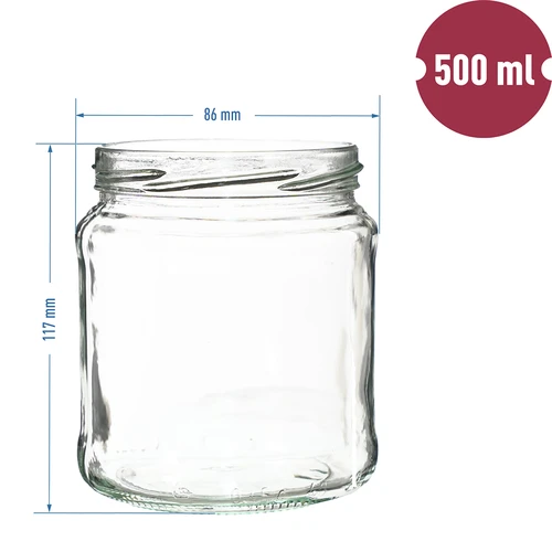 Słoik TO 500 ml z zakrętką złotą fi82/6 - 6 szt. - 6