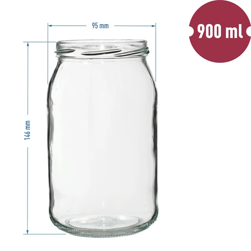 Słoik TO 900 ml z kolorową zakrętką fi82/6 - 6szt. - 2