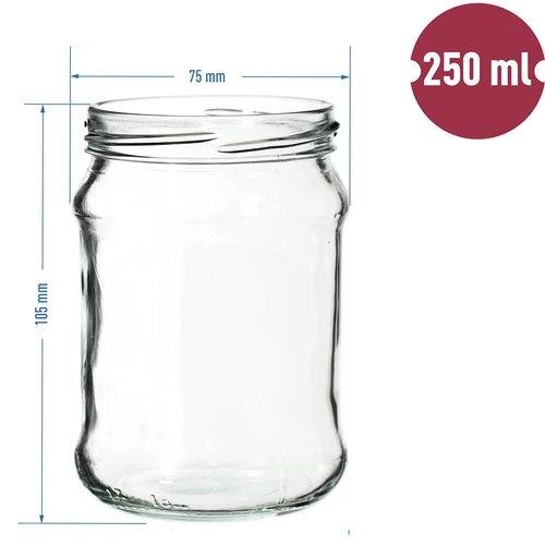 Słoik TO Ćwiartka 250 ml z zakrętką fi 66 - 6 szt - 6