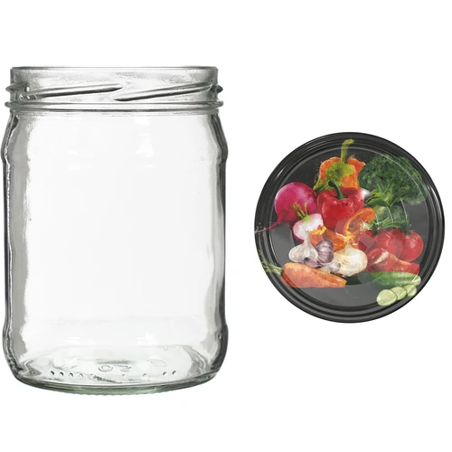 Słoik twist off 500 ml z kolorową zakrętką fi82/6 - 6szt. - 6