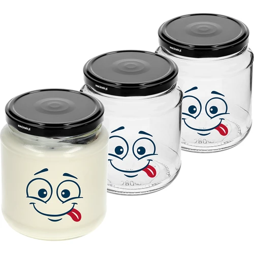 Słoik twist-off 580ml z nadrukiem Buźka i zakrętką fi 82/6 - 3 szt.  - 1 