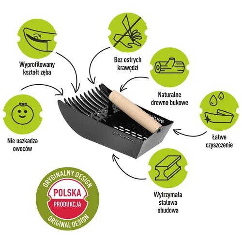 Smulkių vaisių rinktuvas, metalinis, juodas - 9