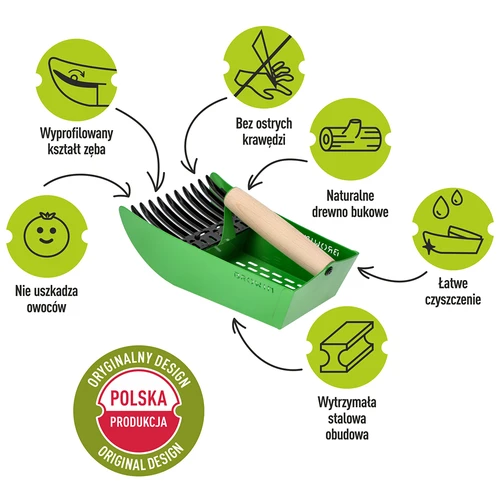 Smulkių vaisių rinktuvas, metalinis, žalias - 8