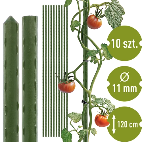 Sodo atraminės lazdelės Bioogród – plieninės, dengtos, 1,2 m, Ø 11 mm, 10 vnt.