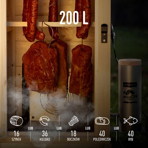 Sodo medinė rūkykla 200 L – dragON Wood 100E su elektriniu kaitinimo moduliu ir valdikliu - 7