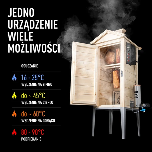 Sodo medinė rūkykla 200 L – dragON Wood 100E su elektriniu kaitinimo moduliu ir valdikliu - 4
