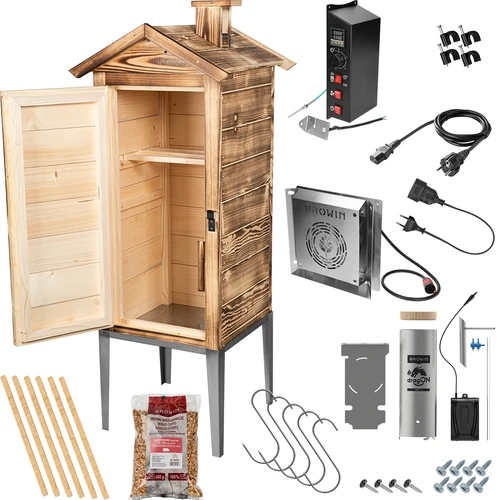 Sodo rūkykla 200 L dragON Wood 100E – malkomis kūrenama, su elektriniu kaitinimo moduliu ir valdikliu - 2