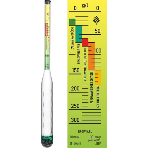 Solomierz nietłukący z probówką, zakres pomiaru: 0-300 g soli/L - 4