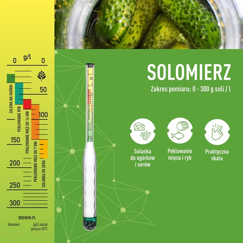 Solomierz nietłukący z probówką, zakres pomiaru: 0-300 g soli/L - 6