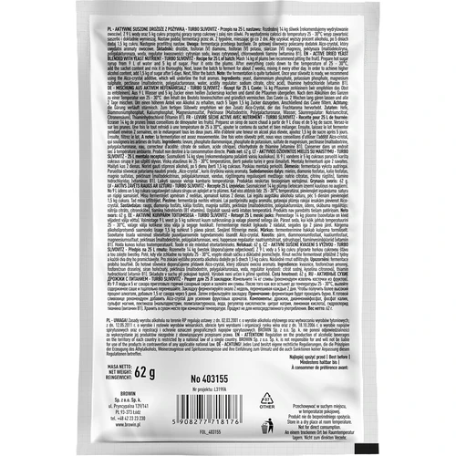 Spiritinės mielės Turbo Slivovitz - 2