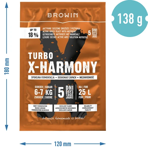 Spiritinės turbo mielės X-Harmony 18%, 25 L, 138 g - 6