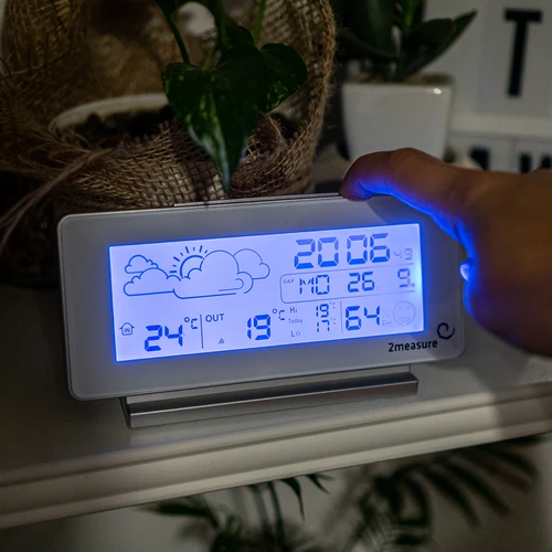 Stacja pogodowa RCC, DCF – elektroniczna, bezprzewodowa, podświetlana czujnik, biała - 11