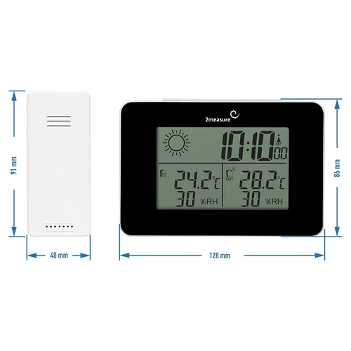 Stacja pogodowa RCC – elektroniczna, bezprzewodowa, podświetlana czujnik, czarna - 12