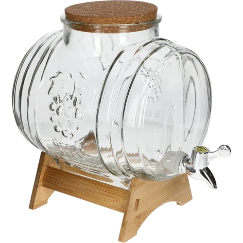 Statinaitė 5 l, stiklinė, su plačia įpylimo anga, kamščiu, stovu ir kraneliu