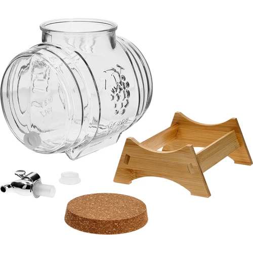 Statinaitė 5 l, stiklinė, su plačia įpylimo anga, kamščiu, stovu ir kraneliu - 3