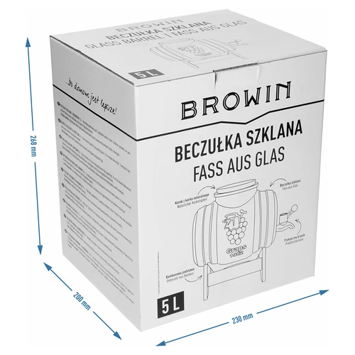 Statinaitė 5 l, stiklinė, su plačia įpylimo anga, kamščiu, stovu ir kraneliu - 8